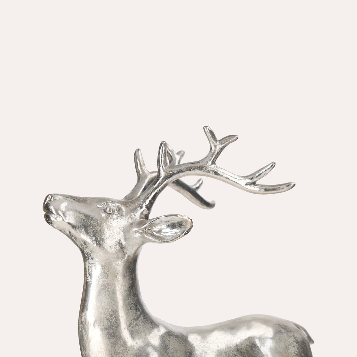 Statua di Cervo Color Argento per Decorazioni Festive