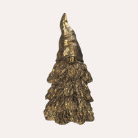 Gnomo in Resina Dorata con Corpo di Albero di Natale