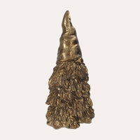 Gnomo in Resina Dorata con Corpo di Albero di Natale