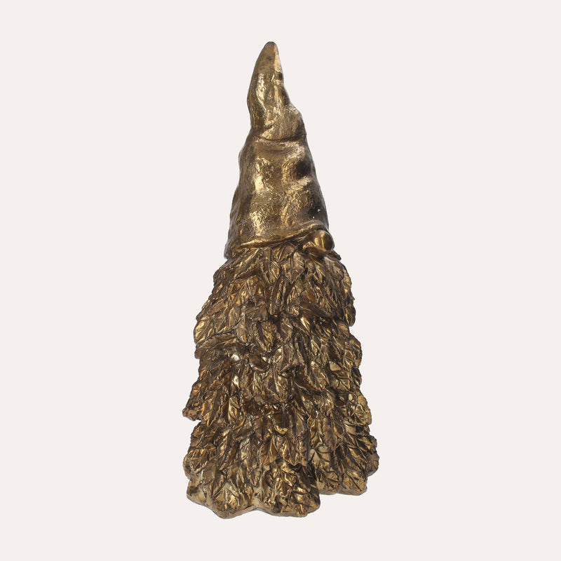 Gnomo in Resina Dorata con Corpo di Albero di Natale