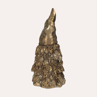 Gnomo in Resina Dorata con Corpo di Albero di Natale
