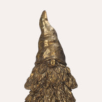Gnomo in Resina Dorata con Corpo di Albero di Natale