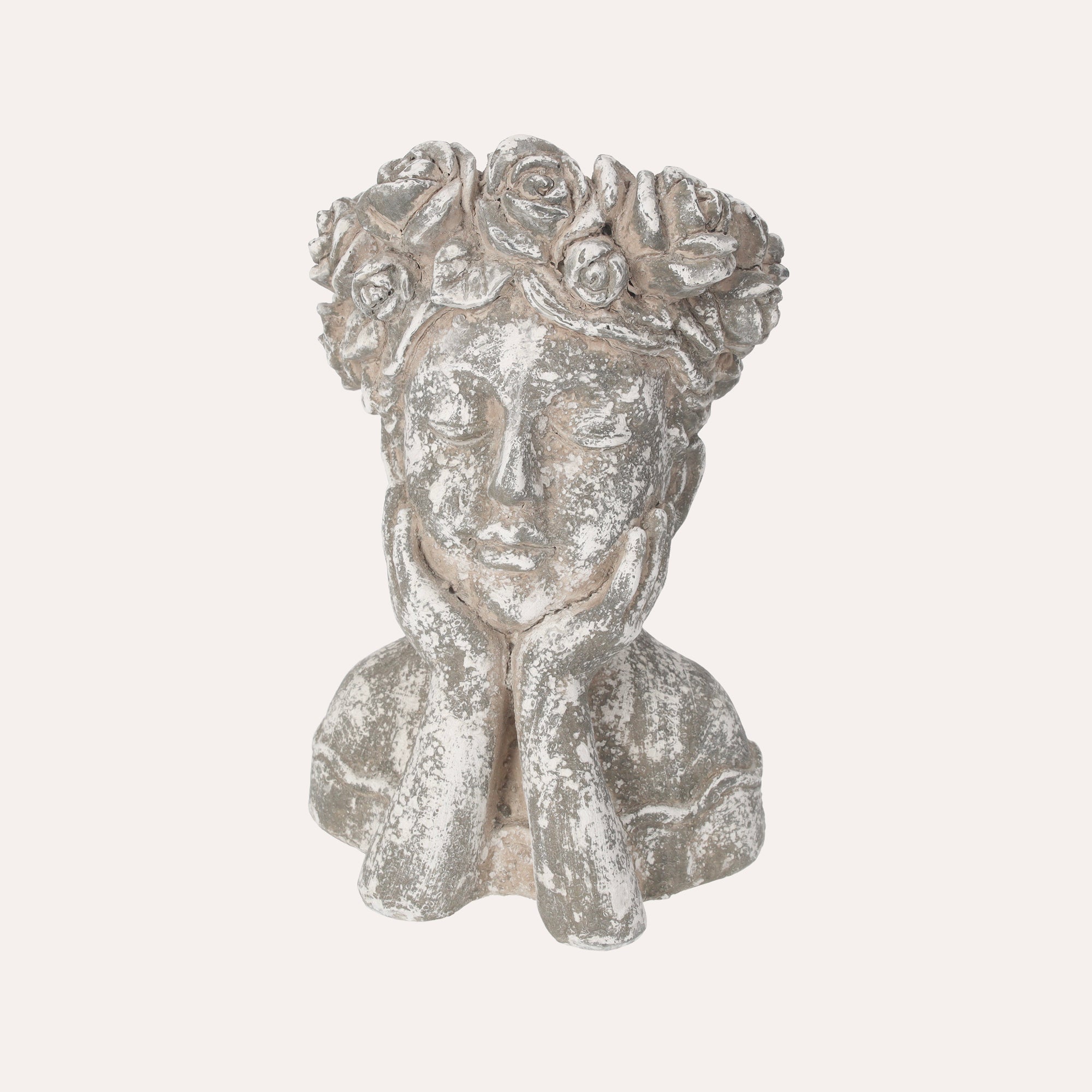 Decorative Resin Head Vase with Stone Finish 