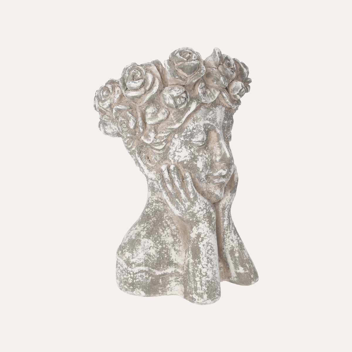 Vaso Decorativo Testa in Resina con Finitura Pietra