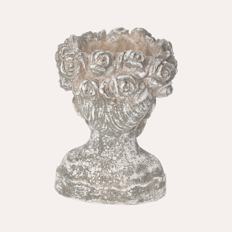 Vaso Decorativo Testa in Resina con Finitura Pietra