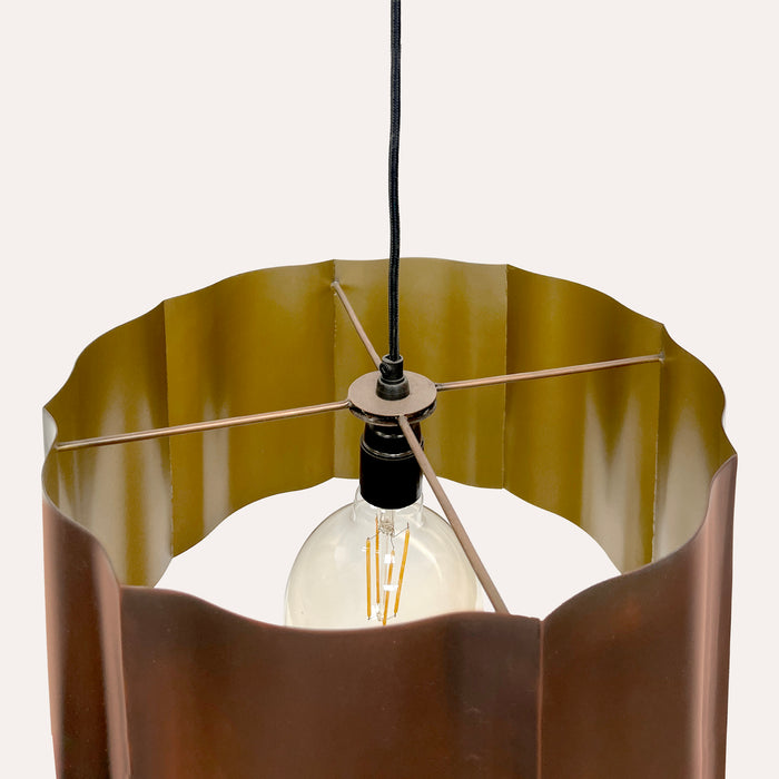 Lampadario In Metallo Rame Ondulato, Stile Vintage Industriale Per Salotto
