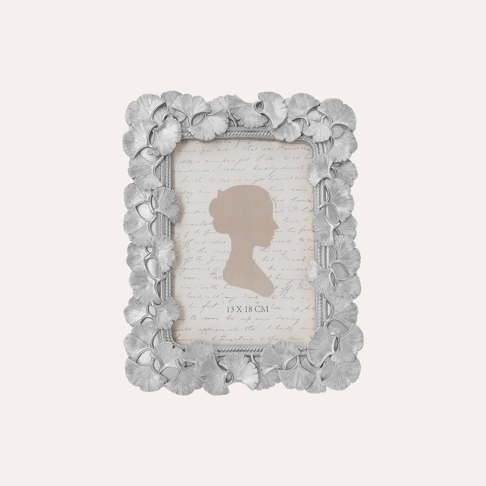 Porta Foto Cornice Decorativa con Motivo Papiri in Finitura Argento (19x25 cm)