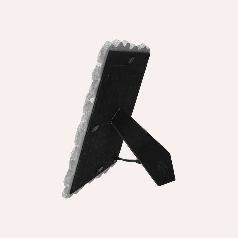 Porta Foto Cornice Decorativa con Motivo Papiri in Finitura Argento (19x25 cm)