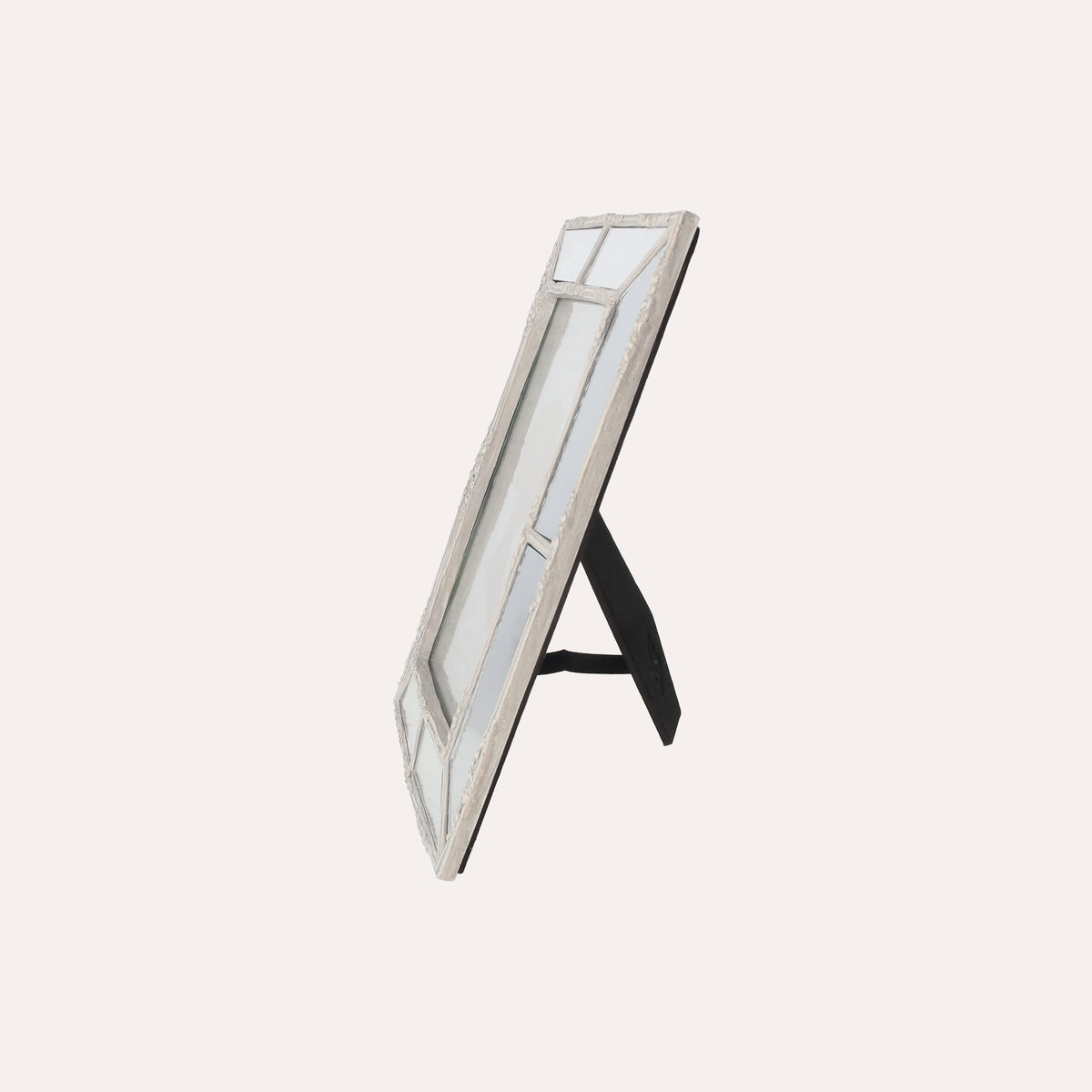 Porta Foto Cornice Decorativa con Inserti Specchiati e Finitura Bianca (21x16,5 cm)