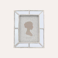 Porta Foto Grande Cornice Decorativa con Effetto Specchiato e Finitura Bianca (24x19 cm)