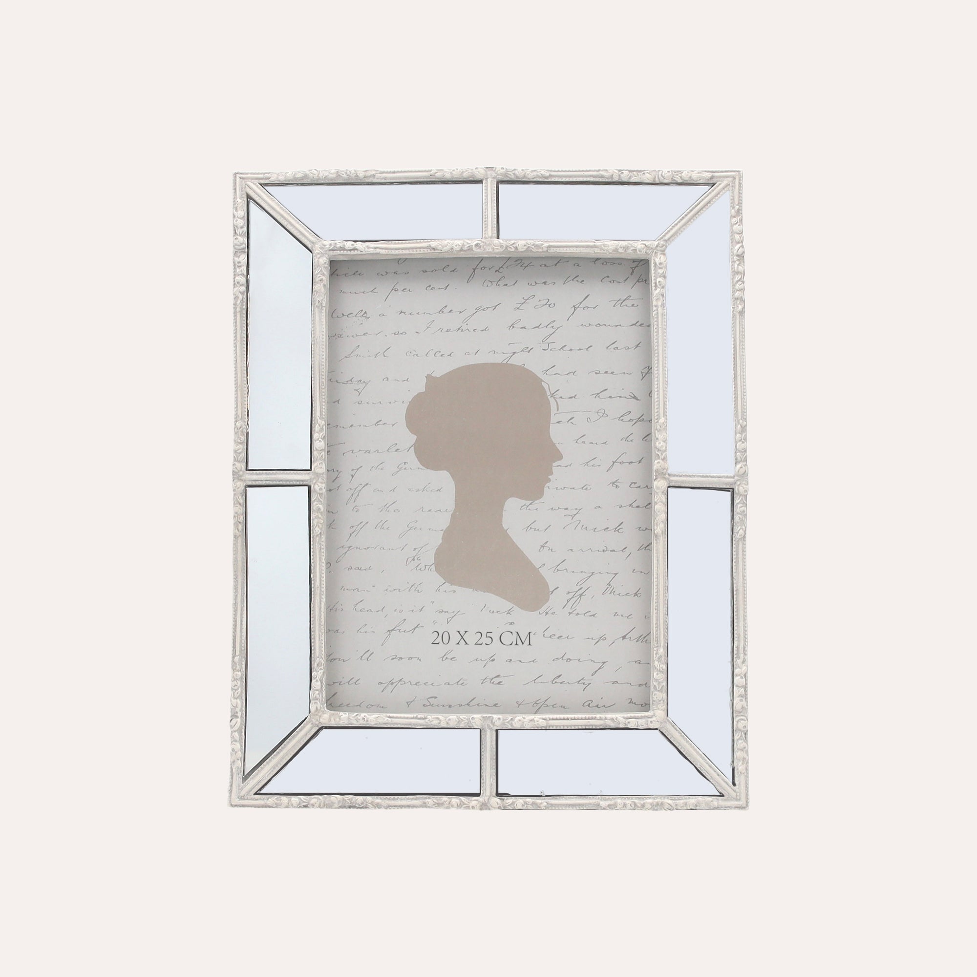 Porta Foto Grande Cornice Decorativa con Effetto Specchiato e Finitura Bianca (24x19 cm)