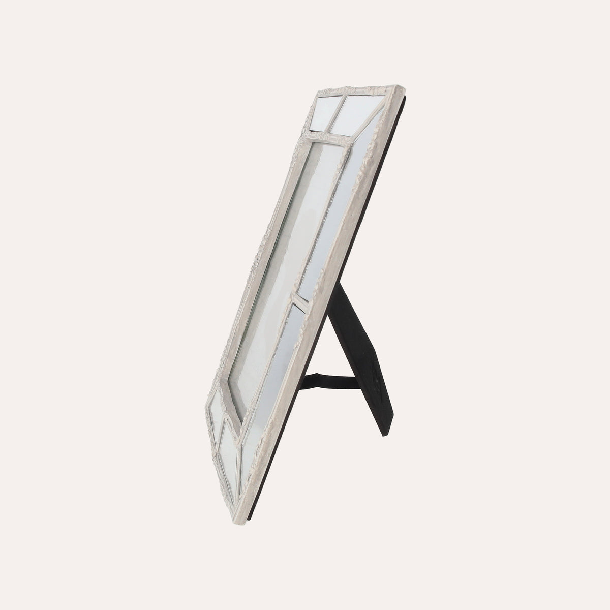 Porta Foto Grande Cornice Decorativa con Effetto Specchiato e Finitura Bianca (24x19 cm)