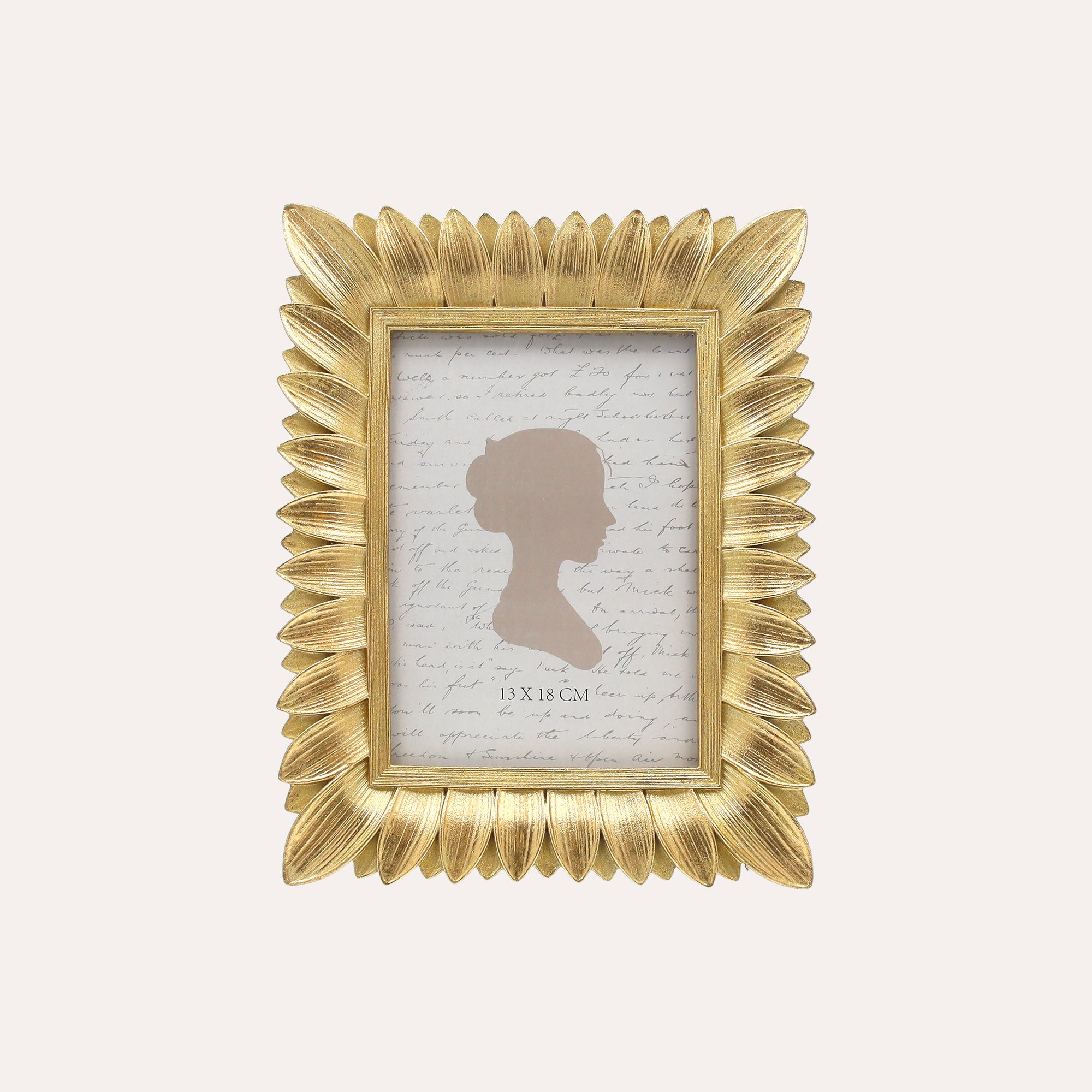 Porta Foto Cornice Decorativa con Dettagli Foglie Dorate (23,5x18 cm)