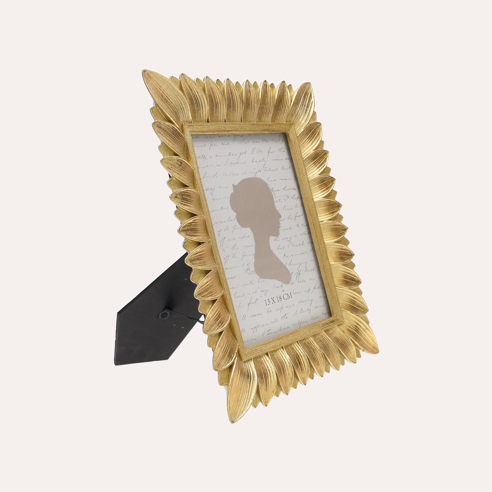 Porta Foto Cornice Decorativa con Dettagli Foglie Dorate (23,5x18 cm)