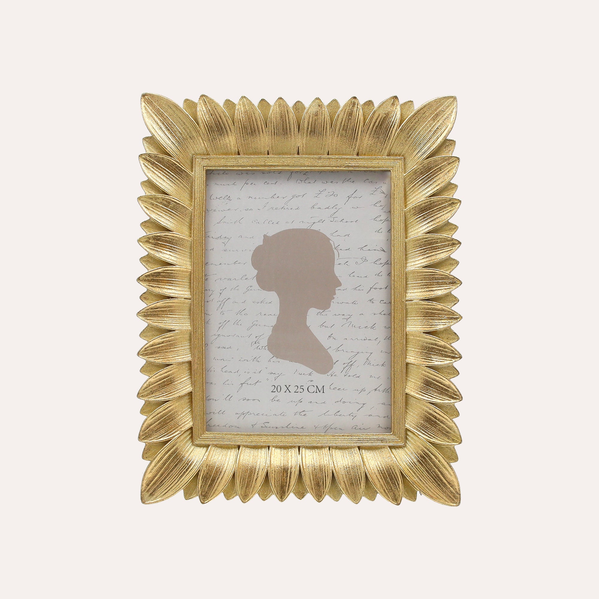 Porta Foto Grande Cornice Decorativa con Motivo Foglie Oro (26x20 cm)