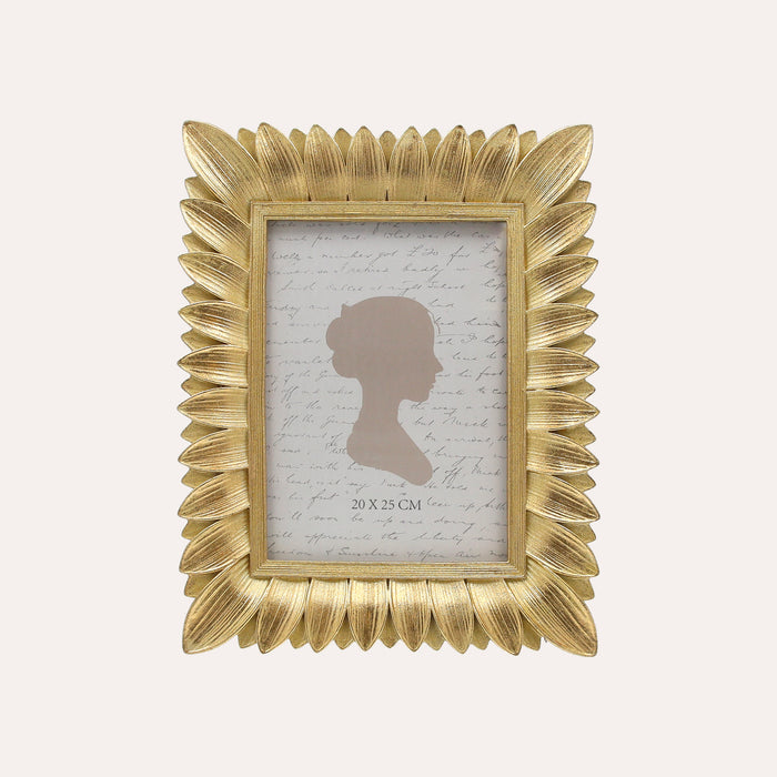 Porta Foto Grande Cornice Decorativa con Motivo Foglie Oro (26x20 cm)