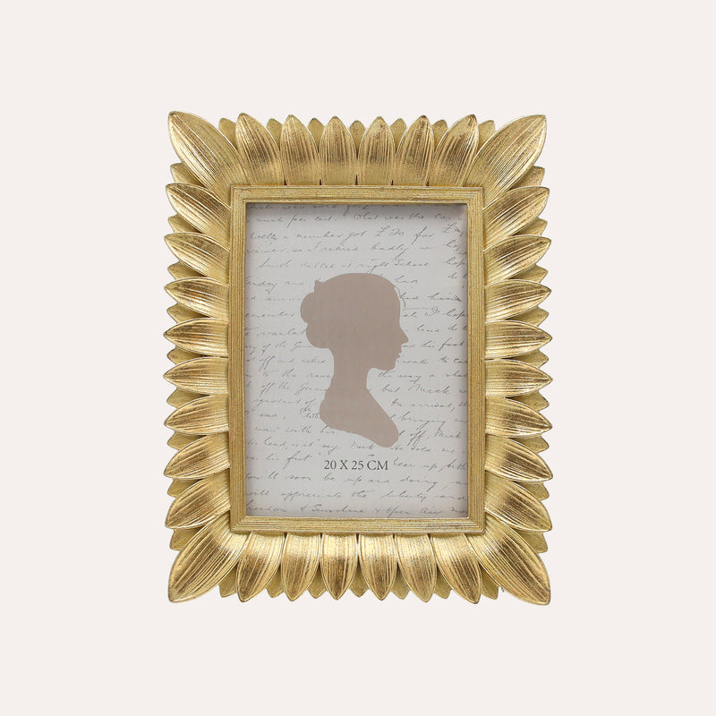 Porta Foto Grande Cornice Decorativa con Motivo Foglie Oro (26x20 cm)