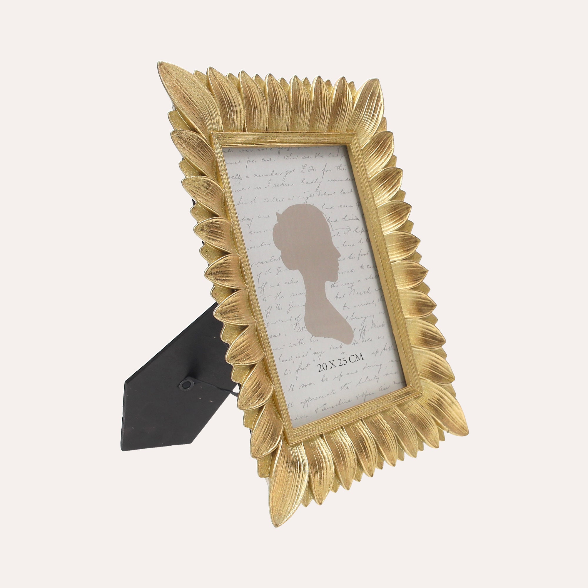 Porta Foto Grande Cornice Decorativa con Motivo Foglie Oro (26x20 cm)