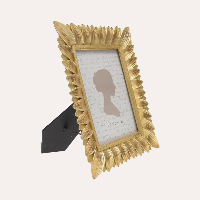 Porta Foto Grande Cornice Decorativa con Motivo Foglie Oro (26x20 cm)