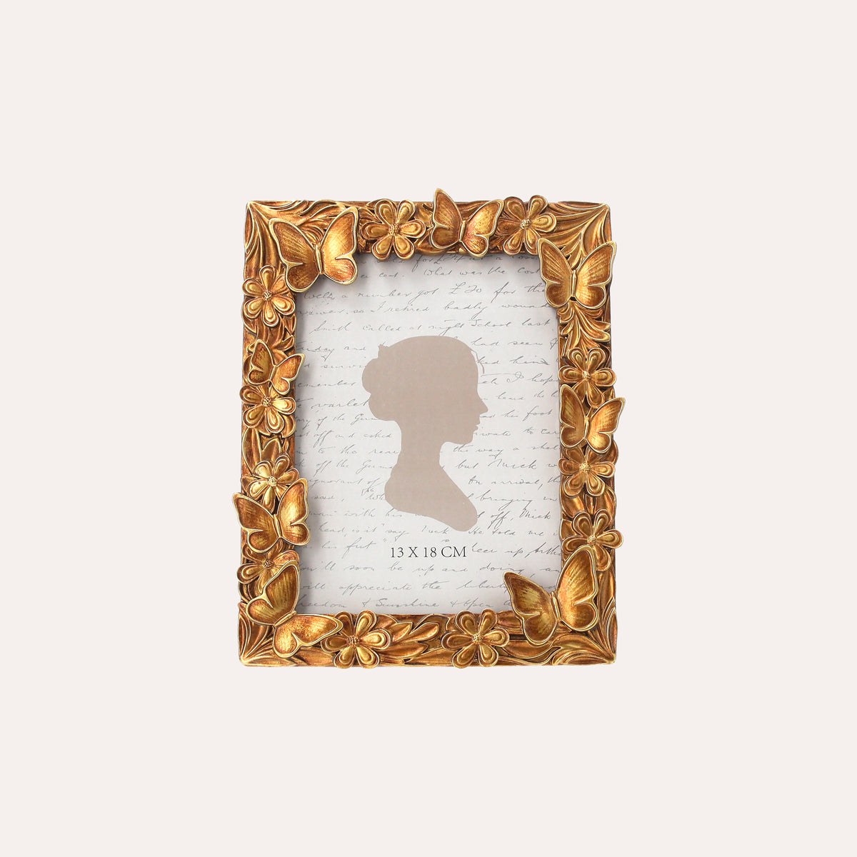 Porta Foto Cornice Decorativa con Motivo Farfalle Dorate (17x24cm)