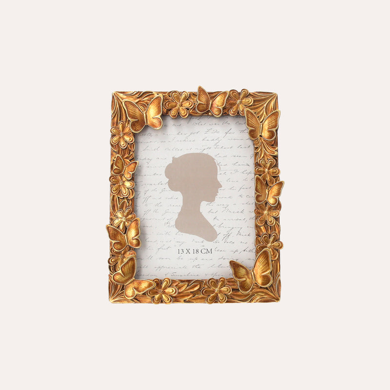 Porta Foto Cornice Decorativa con Motivo Farfalle Dorate (17x24cm)
