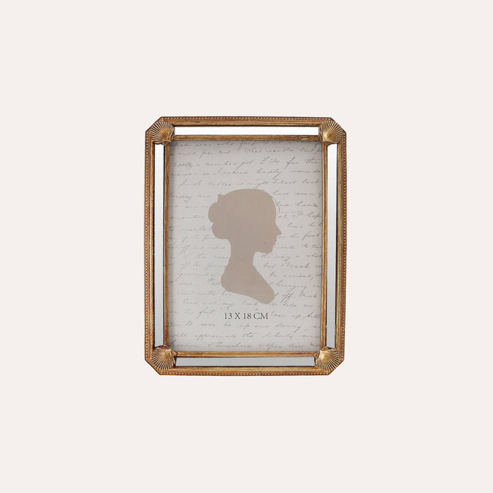 Porta Foto Grande Cornice Decorativa con Conchiglie Dorate (21x16cm)