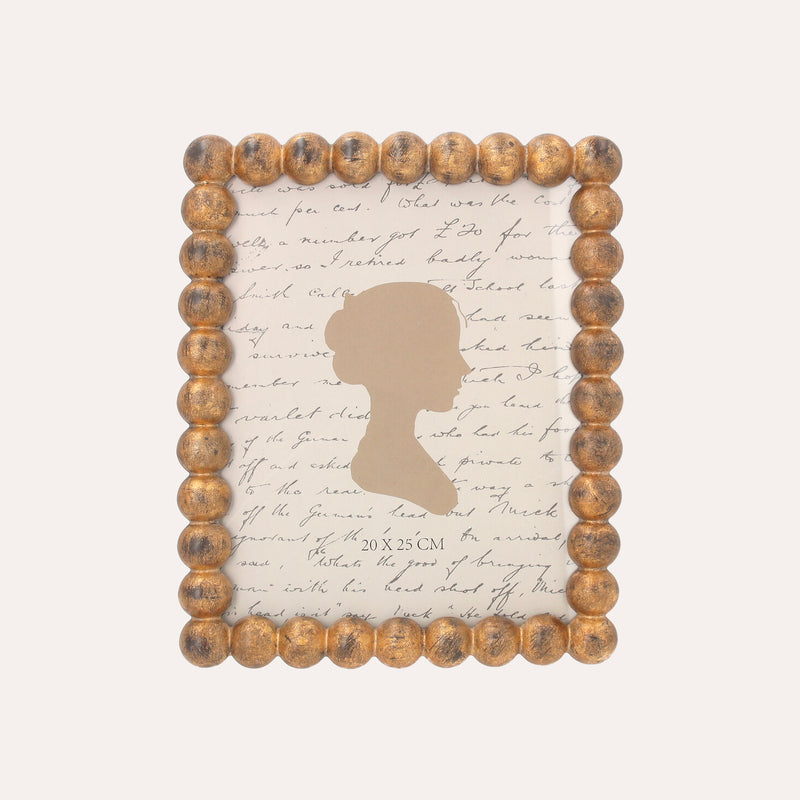 Porta Foto Grande Cornice Decorativa con Motivo Sfere Dorate (24x19cm)