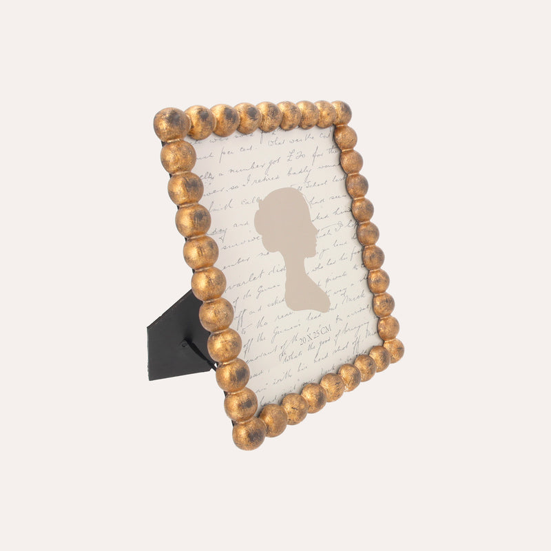 Porta Foto Grande Cornice Decorativa con Motivo Sfere Dorate (24x19cm)