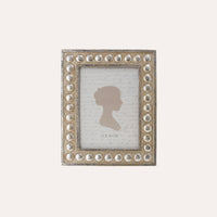 Porta Foto Cornice Piccola Decorativa con Borchie in Argento (21,5x16,5cm)