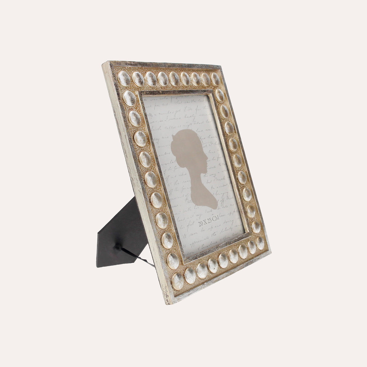 Porta Foto Grande Cornice Decorativa con Borchie in Argento (24x19cm)