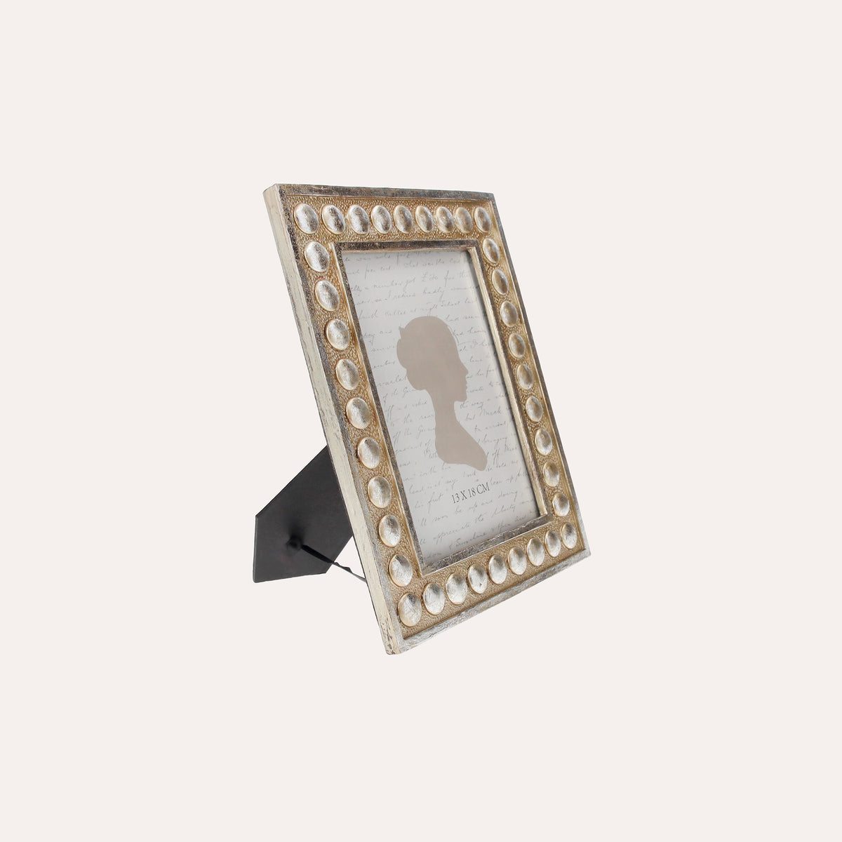 Porta Foto Cornice Piccola Decorativa con Borchie in Argento (21,5x16,5cm)