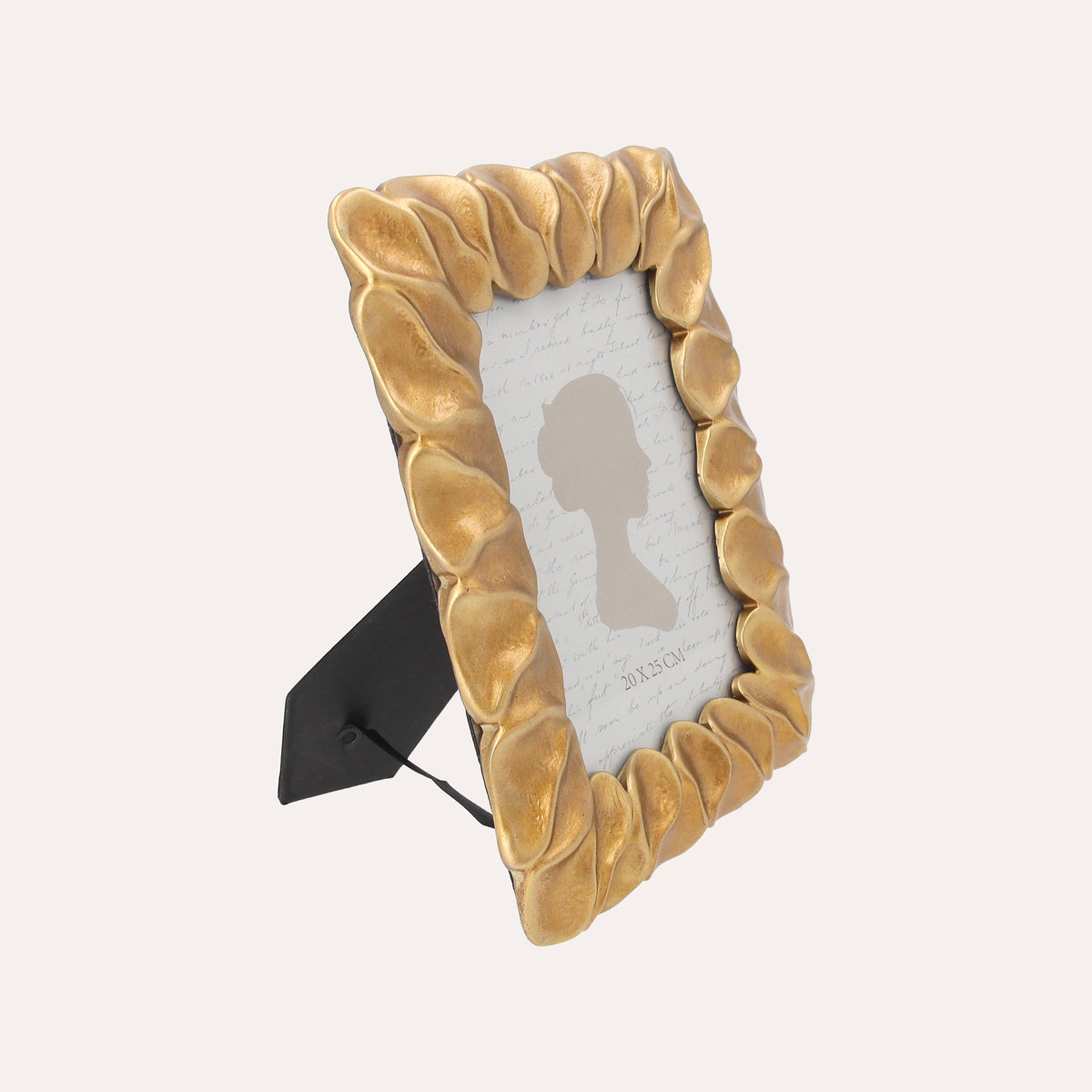 Porta Foto Grande Cornice Decorativa con Motivo Petali Dorati (24x19cm)