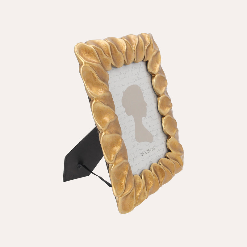 Porta Foto Grande Cornice Decorativa con Motivo Petali Dorati (24x19cm)