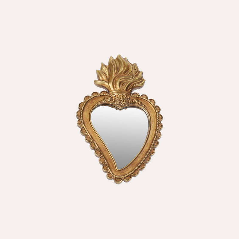 Specchio Decorativo Medio con Motivo Fiamma in Oro