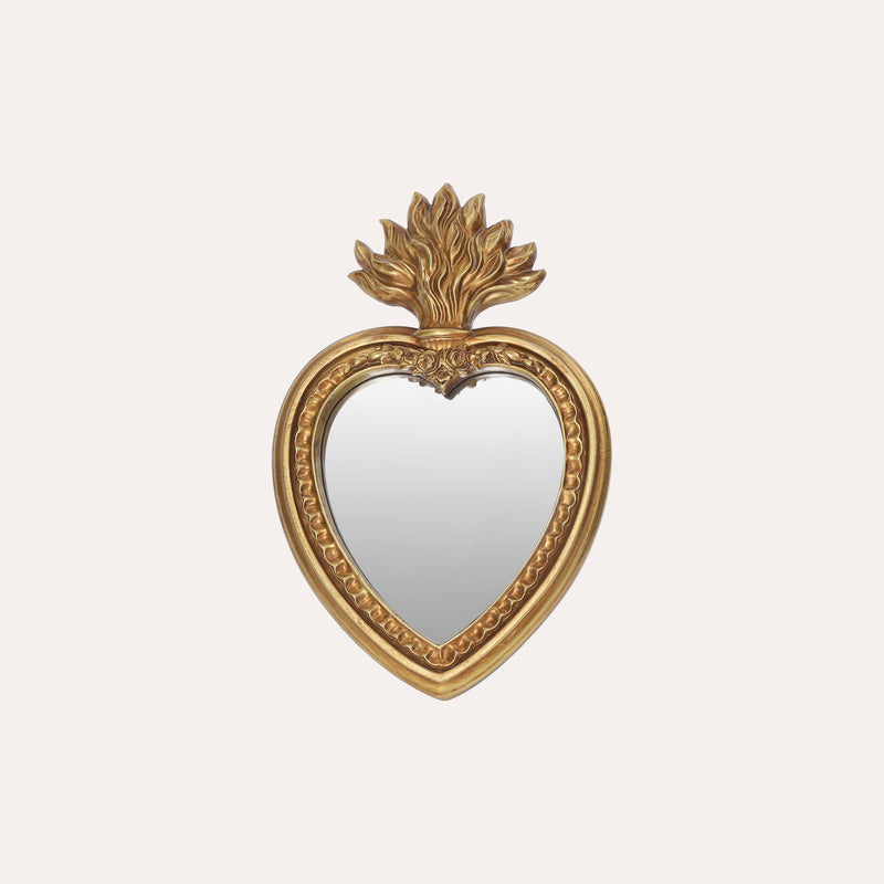 Specchio Decorativo Medio con Motivo Fiamma Dorato (26x16,5 cm)