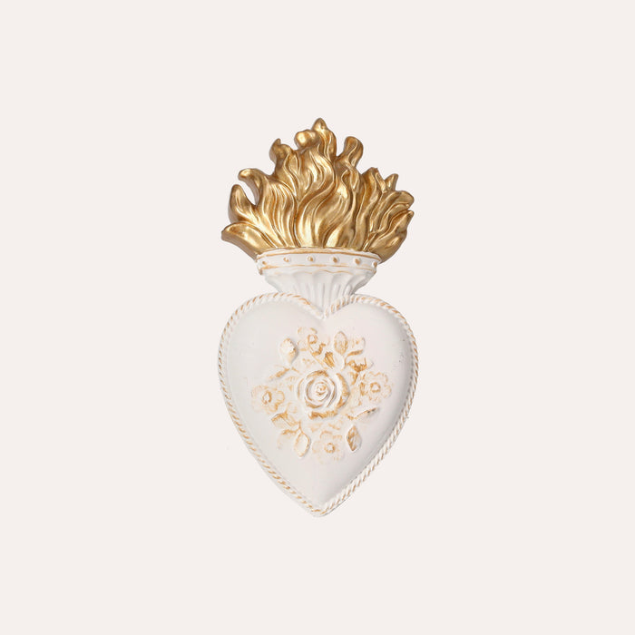 Cuore Decorativo Bicolore Bianco e Oro  (14x7 cm)