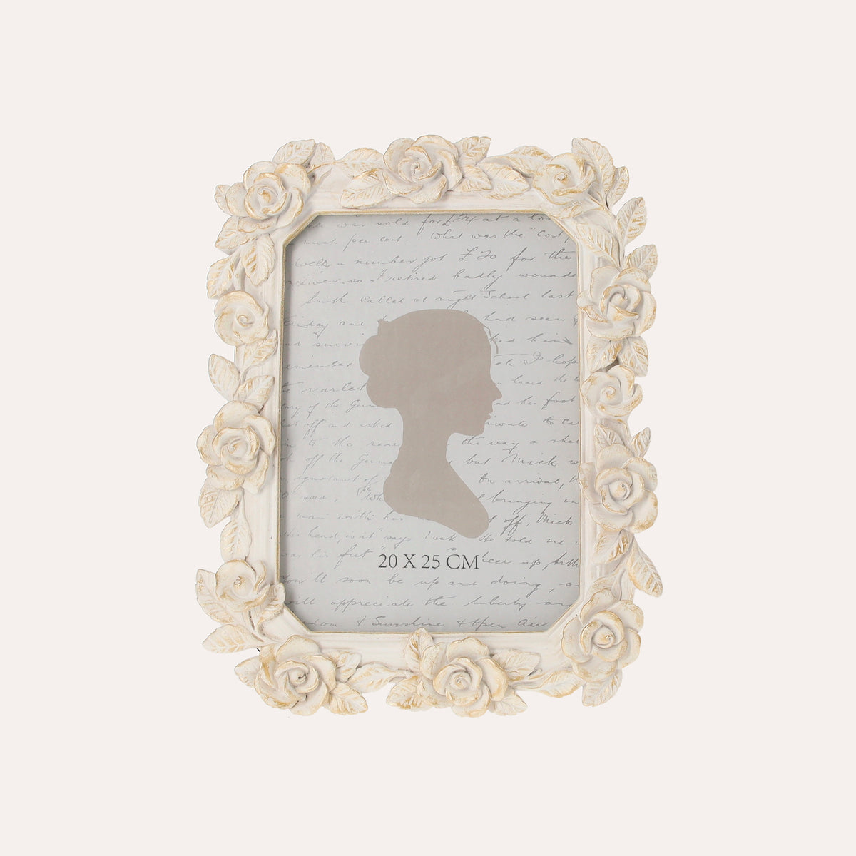 Porta Foto Decorativa con Motivo Rose Bianche e Oro (19x24cm)