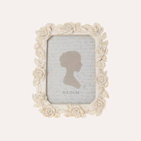 Porta Foto Decorativa con Motivo Rose Bianche e Oro (19x24cm)