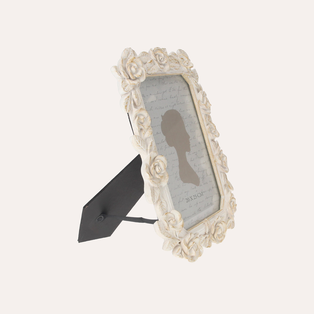 Porta Foto Decorativa con Motivo Rose Bianche e Oro (19x24cm)