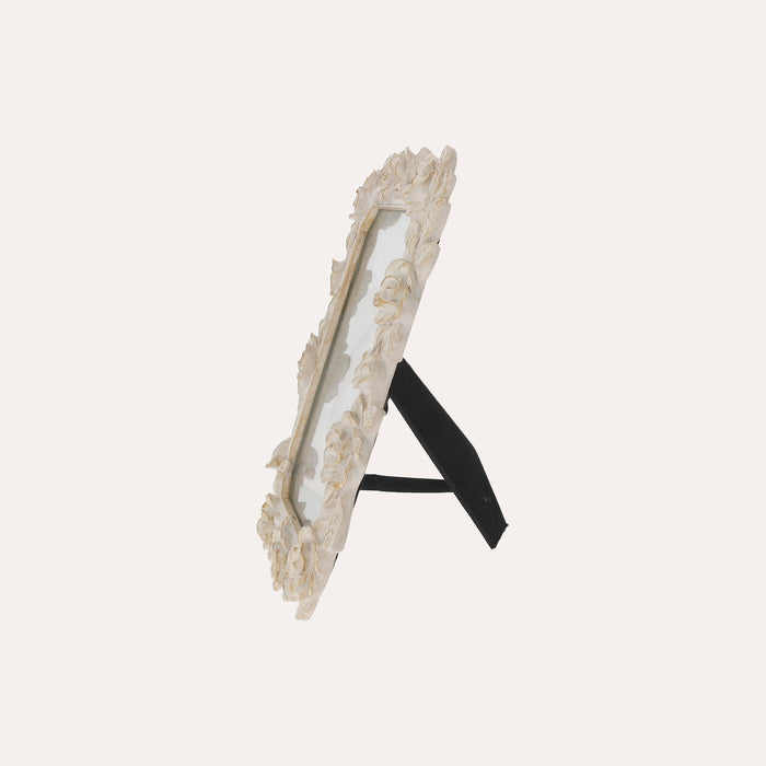 Porta Foto Cornice Decorativa con Motivo Rose Bianche e Oro (16x22cm)