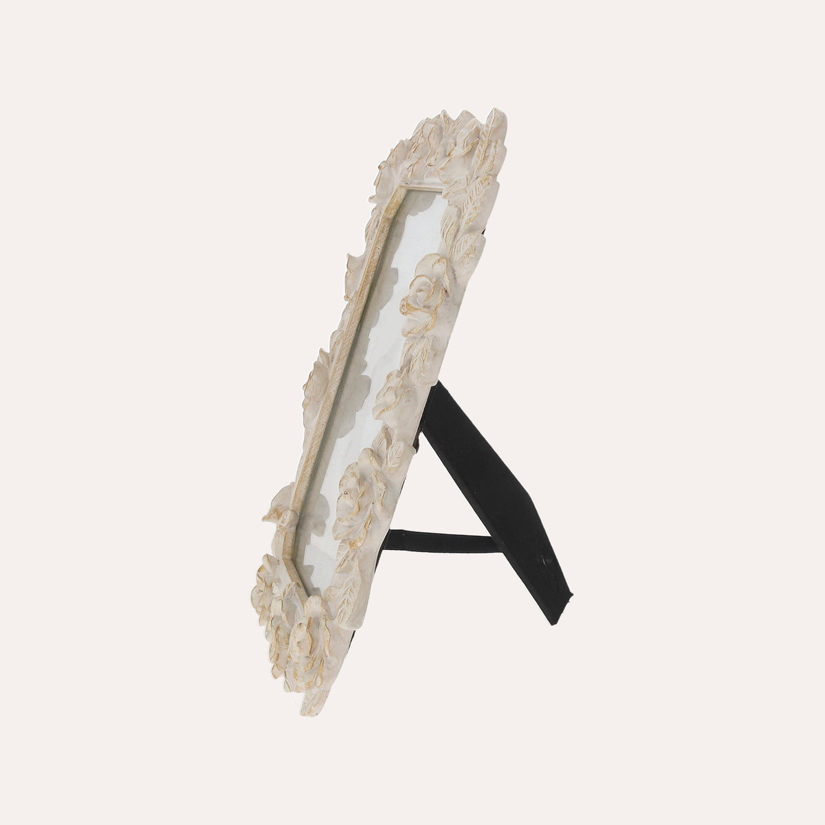 Porta Foto Decorativa con Motivo Rose Bianche e Oro (19x24cm)