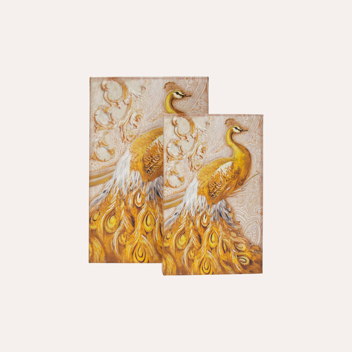 Pair of Decorative Boxes with Peacocks