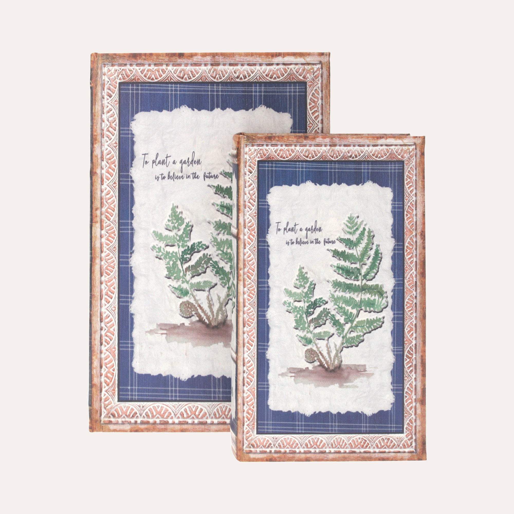 Scatole Libro in Legno con Rappresentazione della Natura