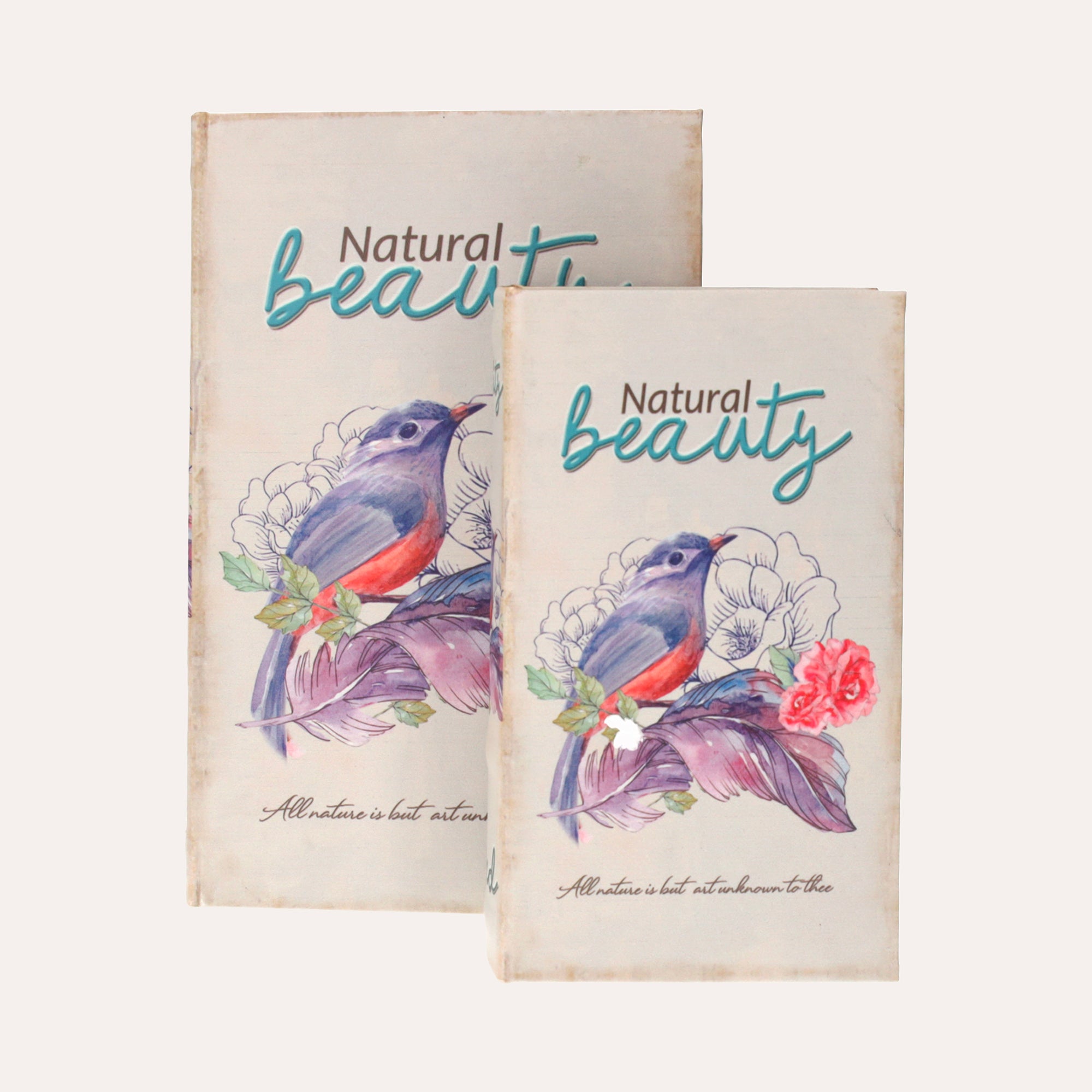 Set di Scatole Libro con Uccellino Viola per Organizzazione