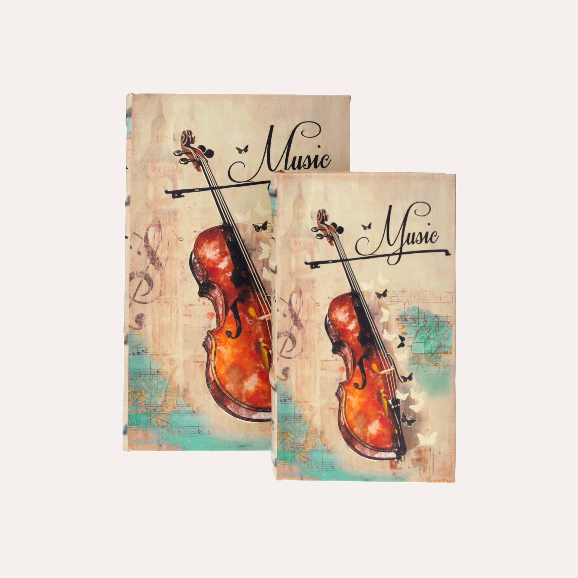 Coppia di Scatole Libro "Violino"