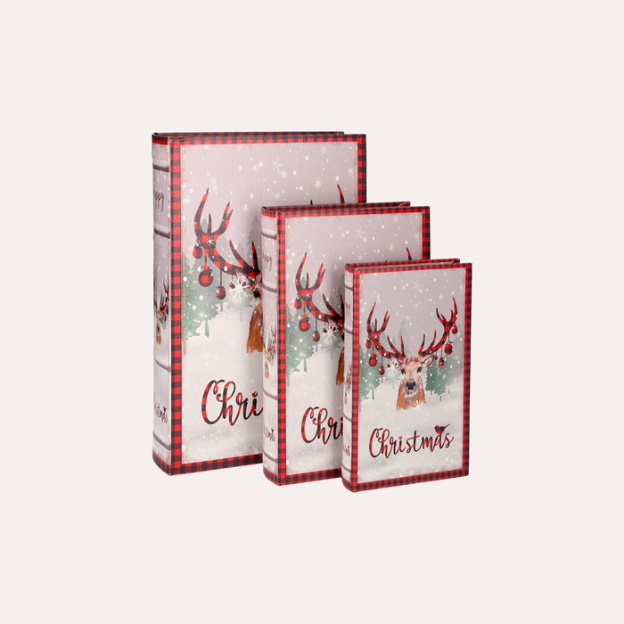 Tris di Scatole Libro con Renne