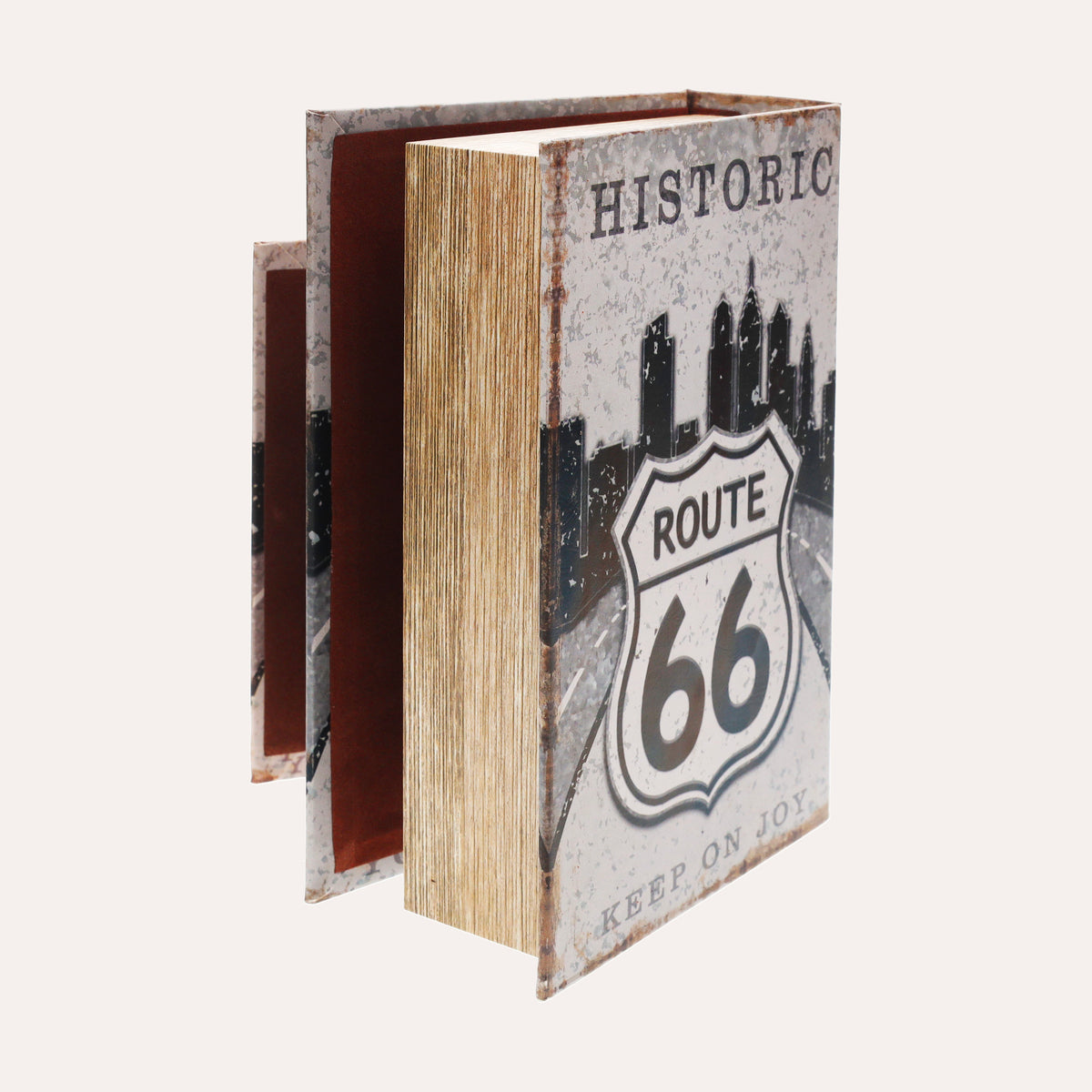 Set Di Due Scatole Libro "route 66" In Mdf Eleganti