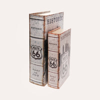 Set Di Due Scatole Libro "route 66" In Mdf Eleganti