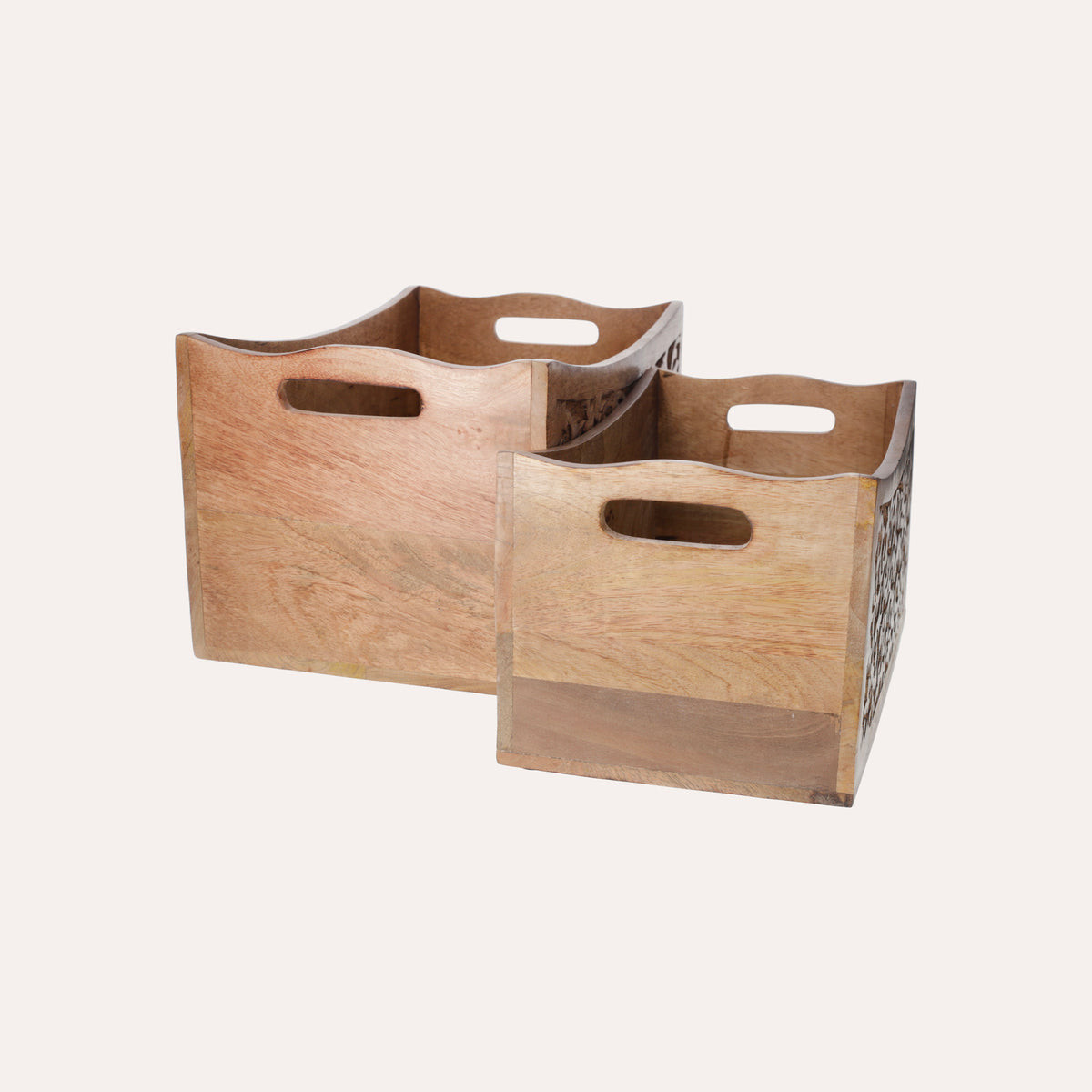 Porta Riviste in Legno Indiano Intagliato a Mano Elegante