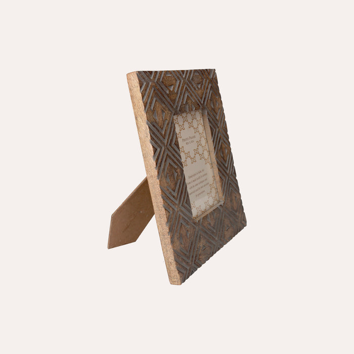 Cornice Decorativa Portafoto Intagliata in Legno con Trafori